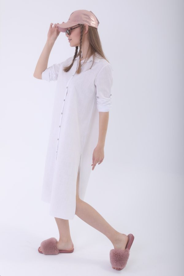 Look Project - Summer Look Beyaz Gömlek Elbise