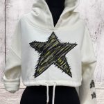 Lookproject - Star Crop Top - El Boyaması Hoodie