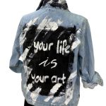 Your Life is Your Art Denim Ceket - Mavi
