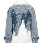 Dreamy Snow Kürklü Boyama Denim Ceket