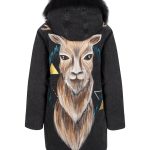 Geek Kürklü Boyama Denim Ceket - Siyah