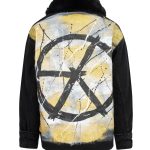 Peace Kürklü Boyama Denim Ceket - Siyah