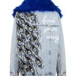 Peacock Kürklü Boyama Denim Ceket
