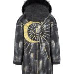 Sacred Look Kürklü Boyama Denim Ceket - Siyah