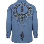 Splashy Arrow El Boyaması Gömlek - Mavi