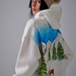 Denise El Boyaması Hoodie - Beyaz