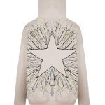 Shine Bright El Boyaması Hoodie - Krem