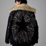 Stars Kürklü Boyama Denim Ceket - Siyah