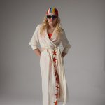 Mila Cut-Out Elbise (Yıldız Boyamalı) - Ekru