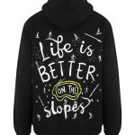Ski Life El Boyaması Hoodie - Siyah