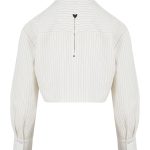 Love Crop Çizgili Gömlek - Ekru