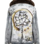 Lotus Kürklü Boyama Denim Ceket - Antrasit