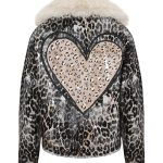 Love Kürklü Boyama Denim Ceket - Leopar