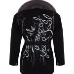 Sky is The Limit Kürklü Boyama Denim Ceket - Siyah