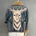 Kürklü Boyama Denim Ceket 01-Gri