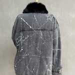 Kürklü Boyama Denim Ceket 02-Antrasit