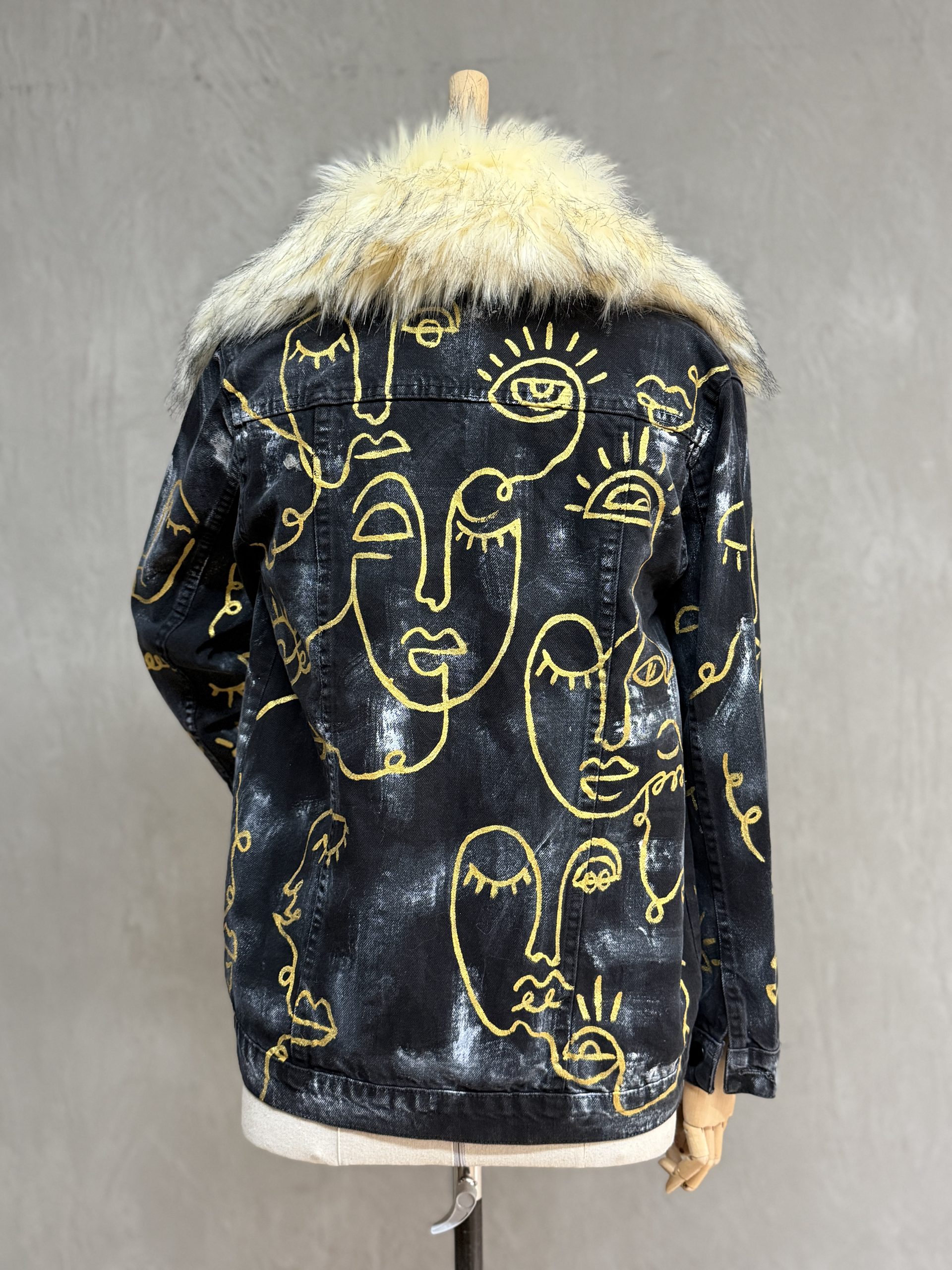 lp-kürklü-boyama-denim-ceket-05 Kürklü Boyama Denim Ceket 05-Siyah - Görsel 1