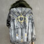 Kürklü Boyama Denim Ceket 06-Antrasit